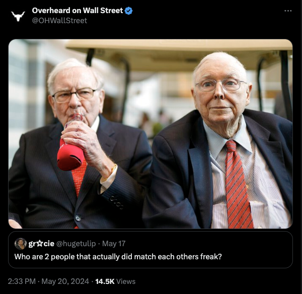 warren buffett and charlie munger - Overheard on Wall Street grcie May 17 Who are 2 people that actually did match each others freak? Views
